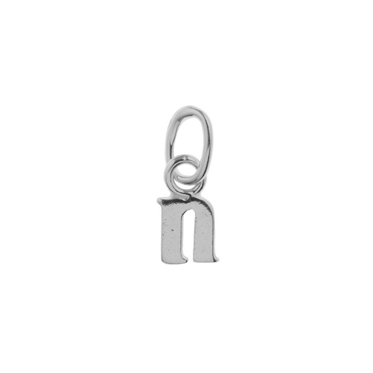 Lowercase Alphabet Letter n Mini Charm Pendant Sterling Silver (STS)