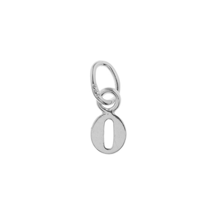 Lowercase Alphabet Letter o Mini Charm Pendant Sterling Silver (STS)
