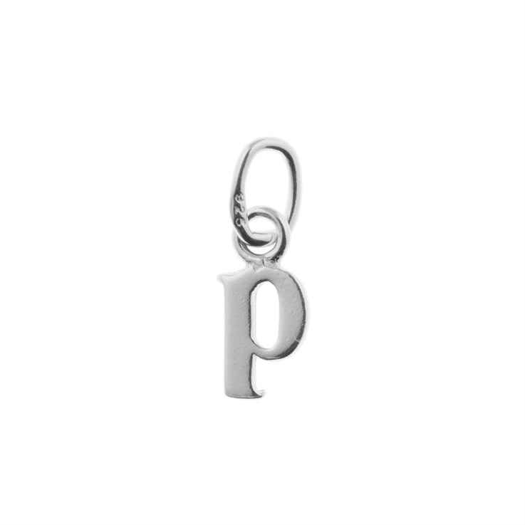 Lowercase Alphabet Letter p Mini Charm Pendant Sterling Silver (STS)