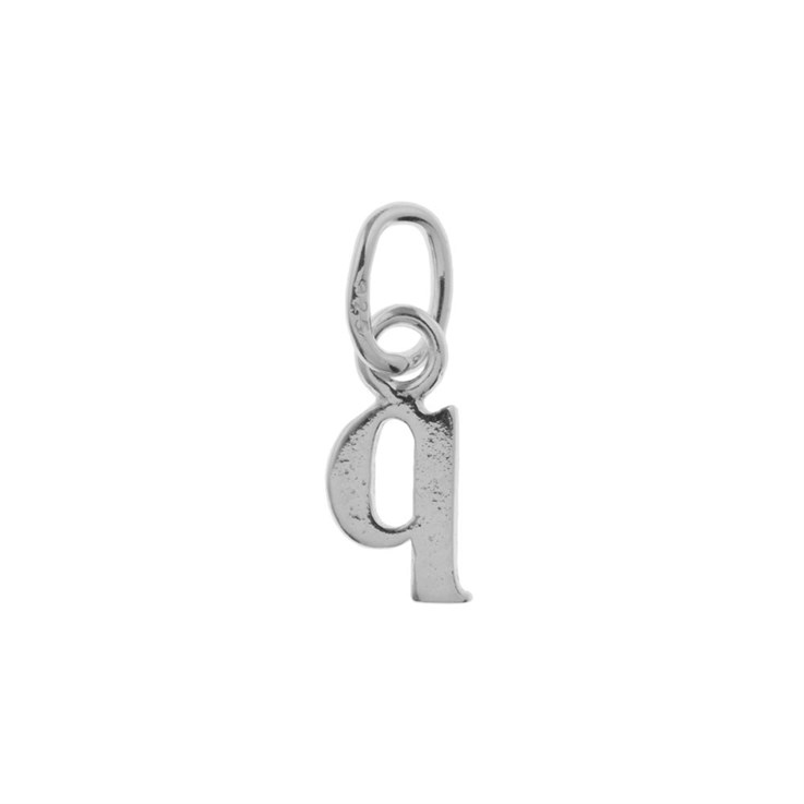 Lowercase Alphabet Letter q Mini Charm Pendant Sterling Silver (STS)