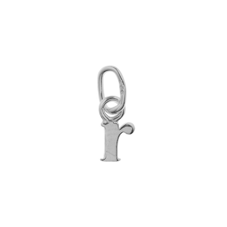 Lowercase Alphabet Letter r Mini Charm Pendant Sterling Silver (STS)