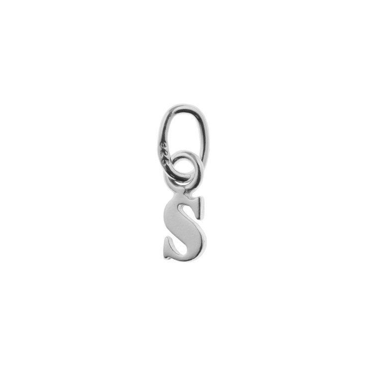 Lowercase Alphabet Letter s Mini Charm Pendant Sterling Silver (STS)