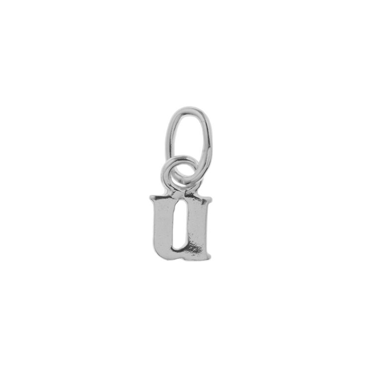 Lowercase Alphabet Letter u Mini Charm Pendant Sterling Silver (STS)