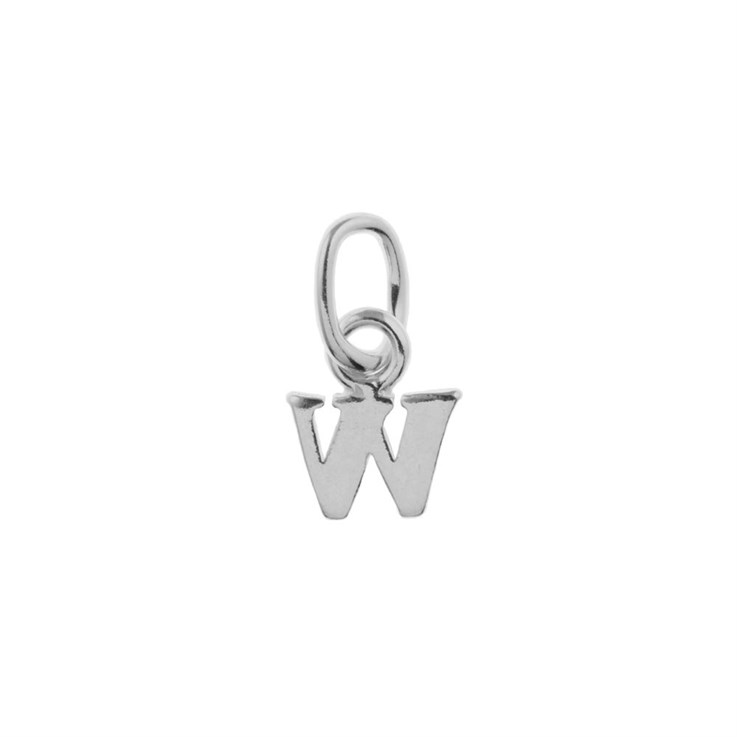 Lowercase Alphabet Letter w Mini Charm Pendant Sterling Silver (STS)