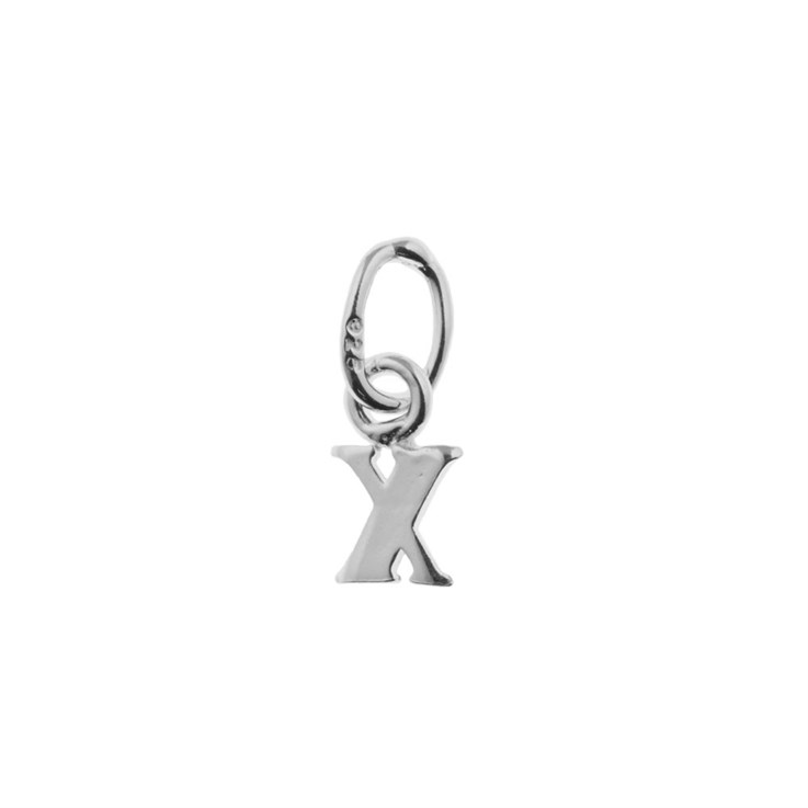 Lowercase Alphabet Letter x Mini Charm Pendant Sterling Silver (STS)