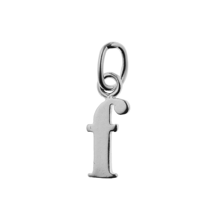 Lowercase Alphabet Letter f Charm Pendant Sterling Silver (STS)