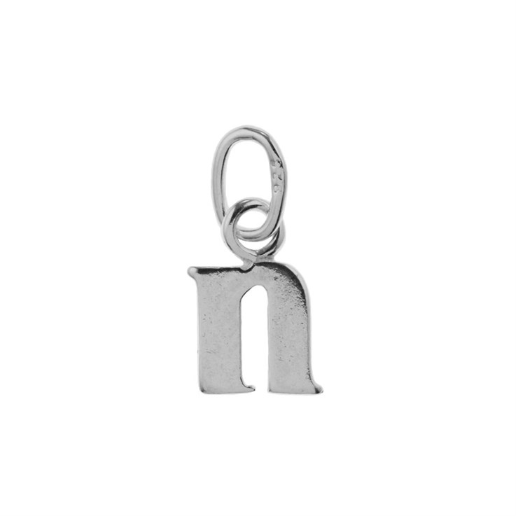 Lowercase Alphabet Letter n Charm Pendant Sterling Silver (STS)