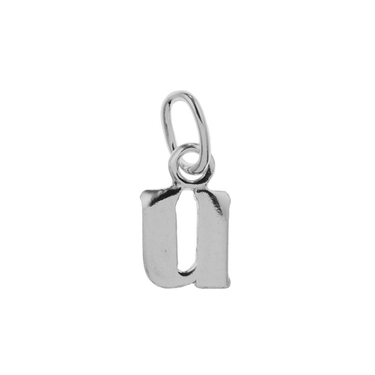 Lowercase Alphabet Letter u Charm Pendant Sterling Silver (STS)