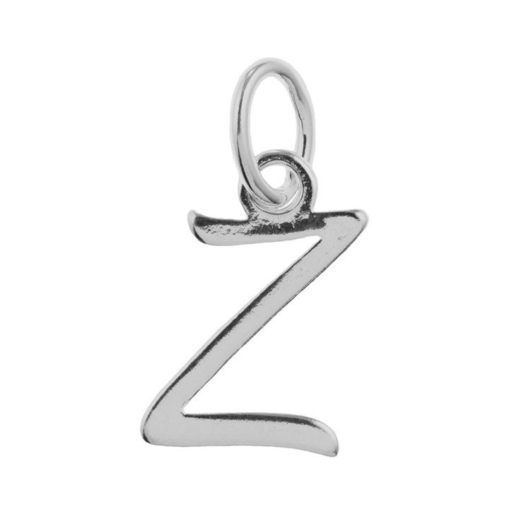 Script Alphabet Letter Z Charm Pendant 14x9mm Sterling Silver (STS)