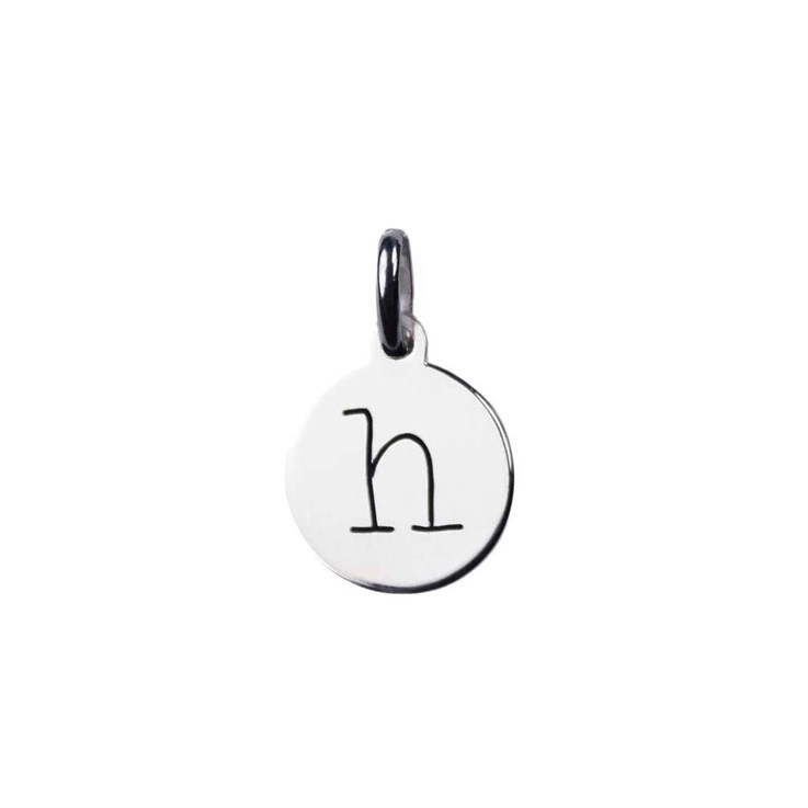 12mm Disc Charm Pendant with Lowercase Initial h Sterling Silver (STS)