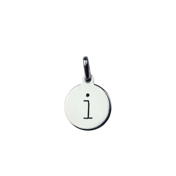 12mm Disc Charm Pendant with Lowercase Initial i Sterling Silver (STS)