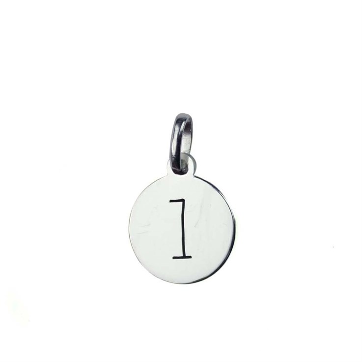 12mm Disc Charm Pendant with Lowercase Initial l Sterling Silver (STS)