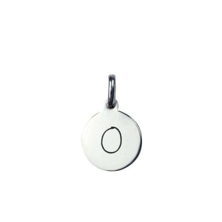 12mm Disc Charm Pendant with Lowercase Initial o Sterling Silver (STS)