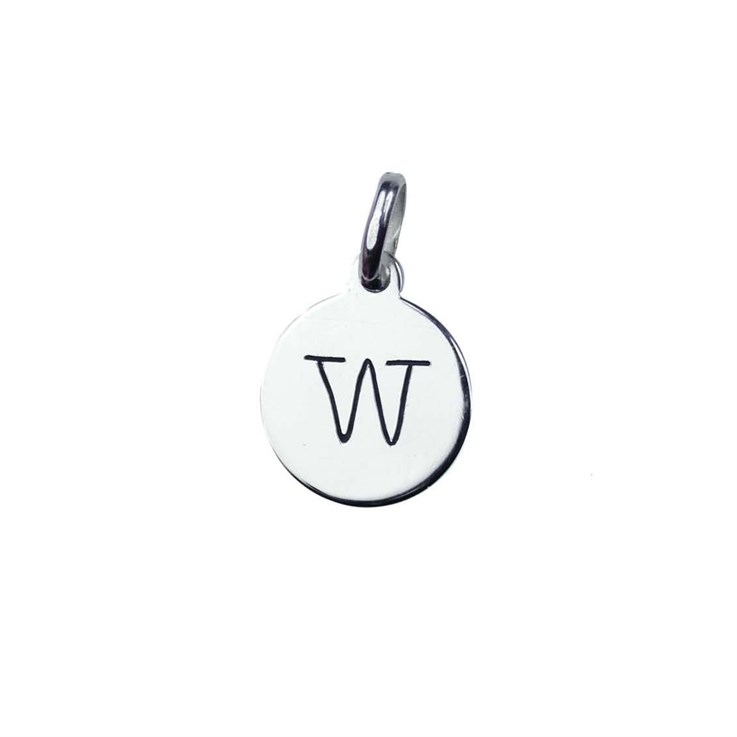 12mm Disc Charm Pendant with Lowercase Initial w Sterling Silver (STS)