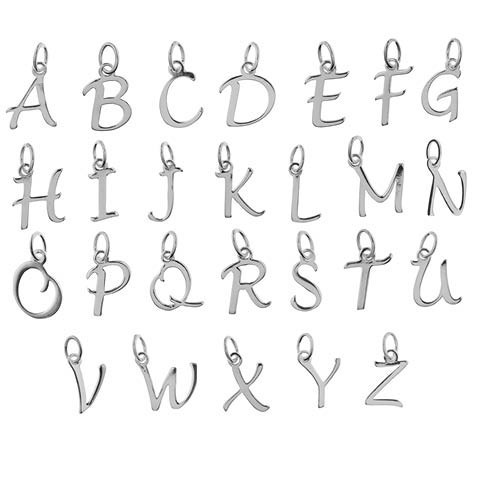 Script Alphabet Letters A-Z Charm Pendant Set Sterling Silver (STS)