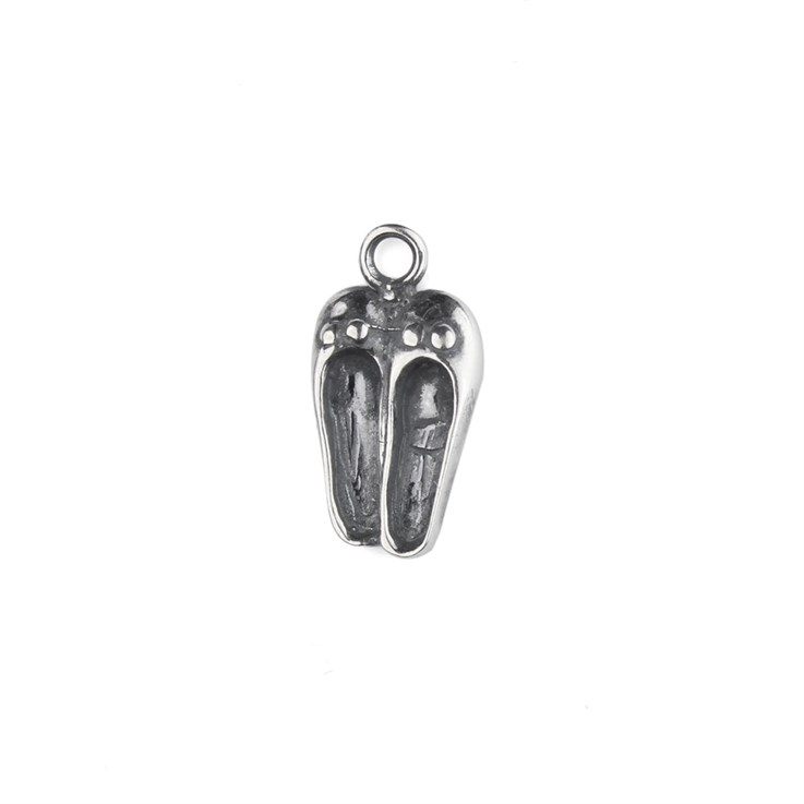 Pair of Ballet Shoes Charm Pendant 11x8mm Sterling Silver (STS)