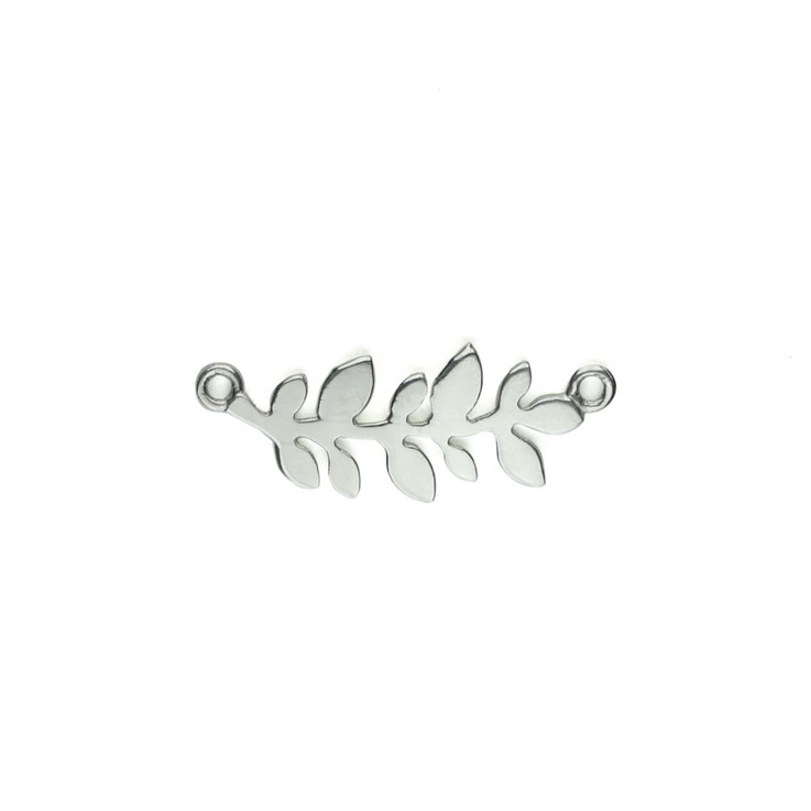 Fern Leaf Charm Pendant with 2 Loops 21x8mm Sterling Silver (STS)