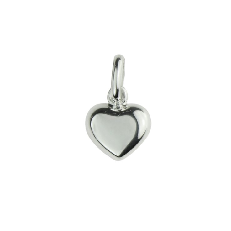 Heart Charm Pendant 9mm with Flat Back Sterling Silver