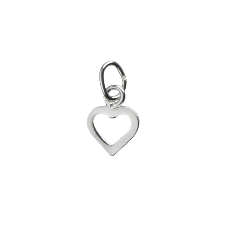 Open Heart Charm Pendant (7mm) Silver Filled