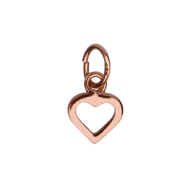 Open Heart Charm Pendant 7mm Rose Gold Plated Vermeil Sterling Silver (Extra Durable)