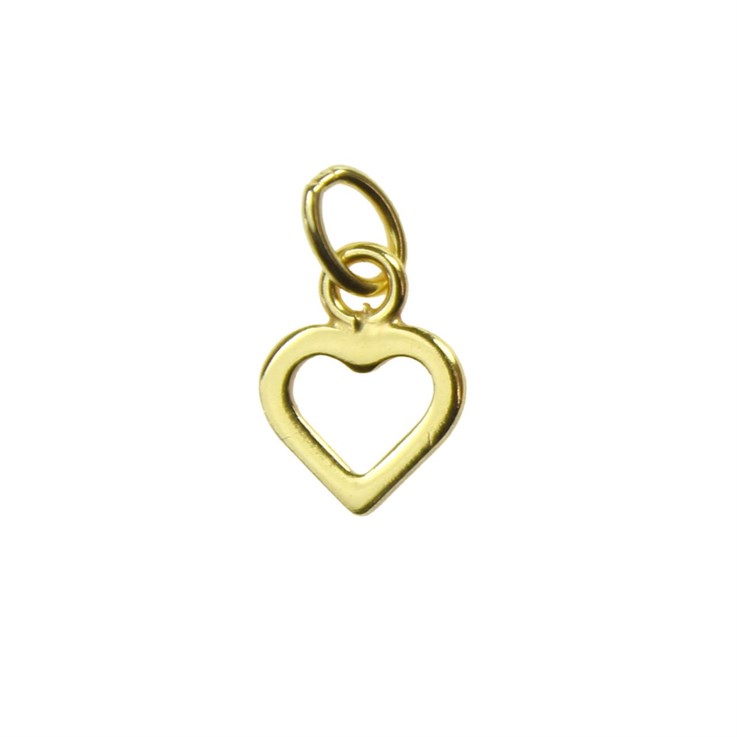 Open Heart Charm Pendant 7mm Gold Plared Vermeil Sterling Silver (Extra Durable)