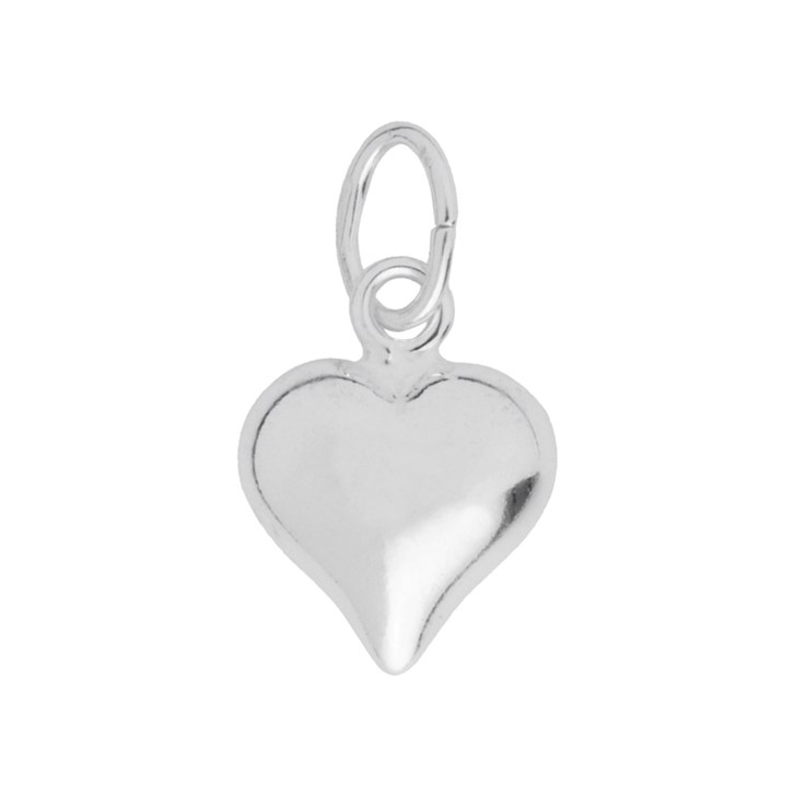 Puff Heart Charm Pendant 9mm Sterling Silver