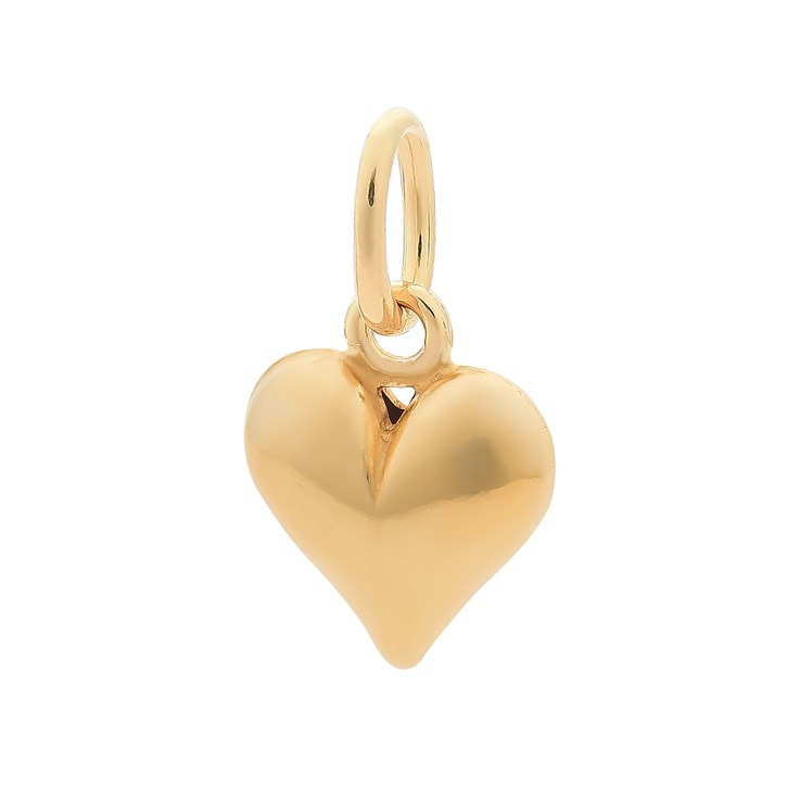 Puff Heart Charm Pendant 9mm Gold Plated Sterling Silver Vermeil