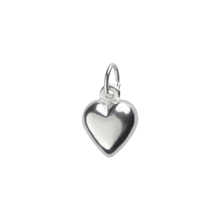 Puff Heart Charm Pendant (9x8mm) Silver Filled (SF)