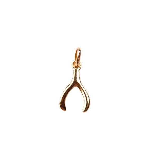 Wishbone Charm Pendant 17x10mm Rose Gold Plated Vermeil Steling Silver (Extra Durable)