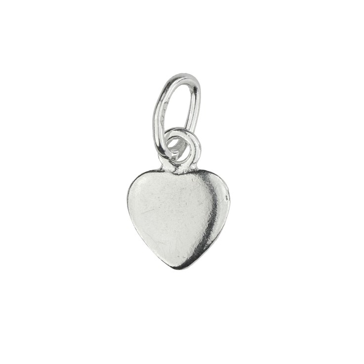 Flat Heart Shape Charm Pendant (7mm) Sterling Silver (STS)