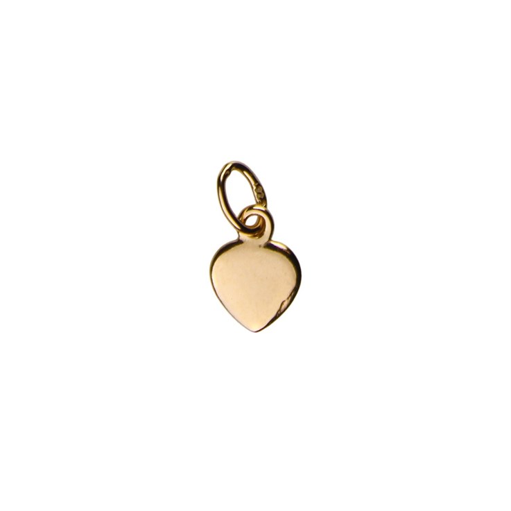 Flat Heart Shape Charm Pendant (7mm) Rose Gold Plated vermeil Sterling Silver (Extra Durable)