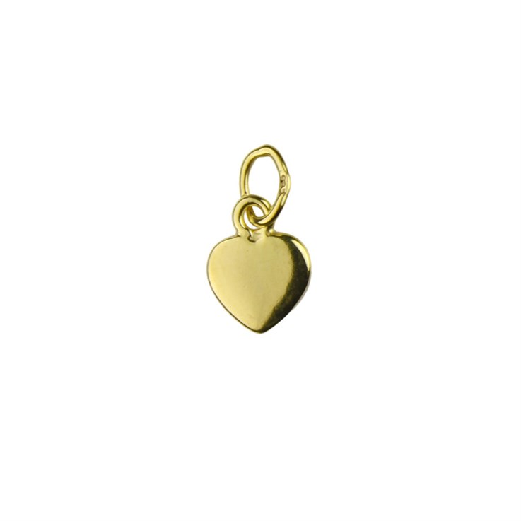Flat Heart Shape Charm Pendant 7mm Gold Plated vermeil Sterling Silver (Extra Durable)