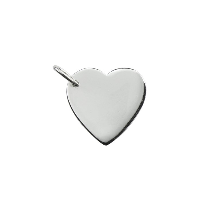 Heart Charm Tag 13mm with 1mm Offset Hole Sterling Silver (STS)