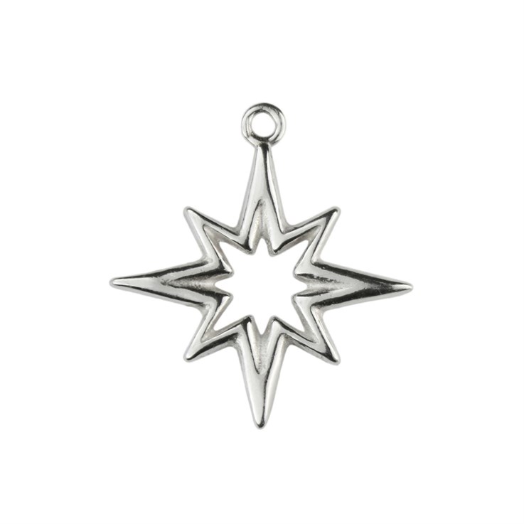 Large Open Star Pendant  26mm Sterling Silver (STS)