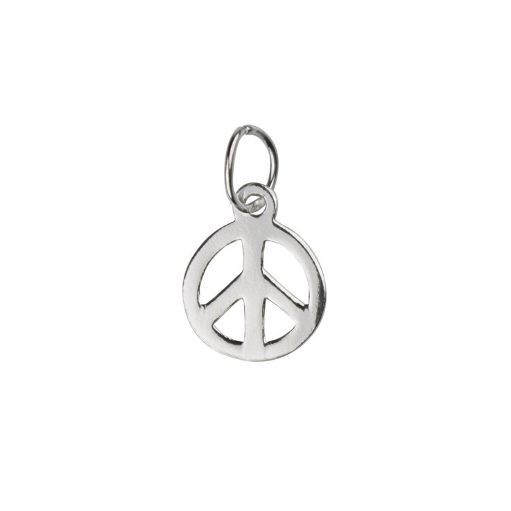Peace Sign 12mm Charm Pendant Sterling Silver (STS)