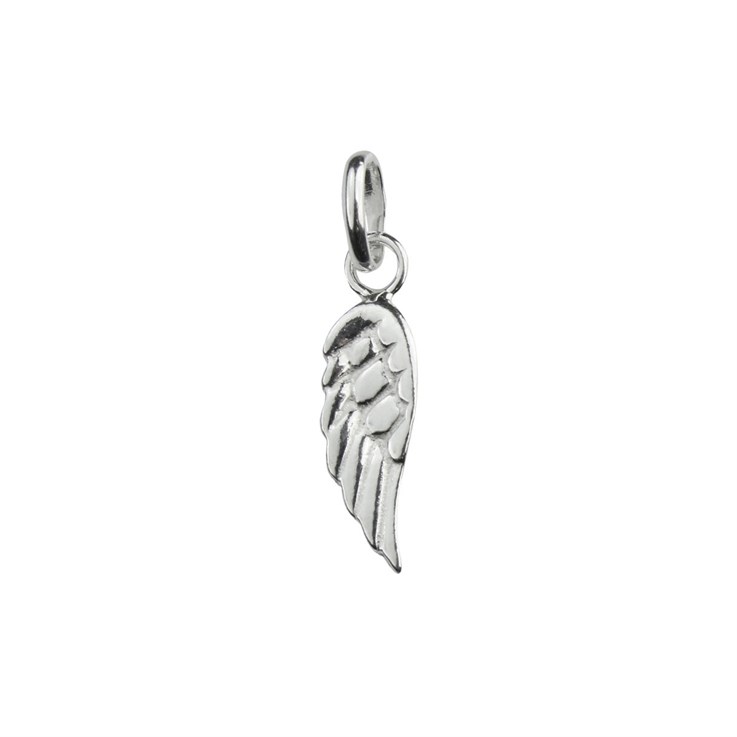 Heavy Angel Wing Charm Pendant 15x6mm Sterling Silver (STS)