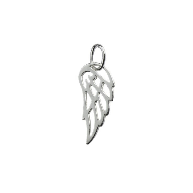 Small Open Angel Wing Charm Pendant 16x6mm Sterling Silver (STS)
