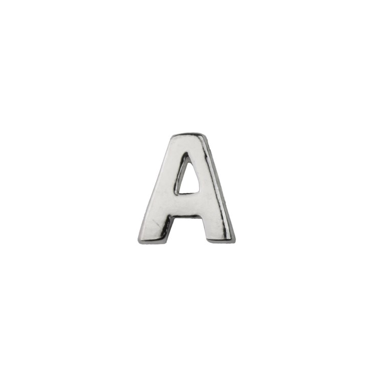 Capital Alphabet Letter A Bead  8x7mm Sterling Silver (STS)