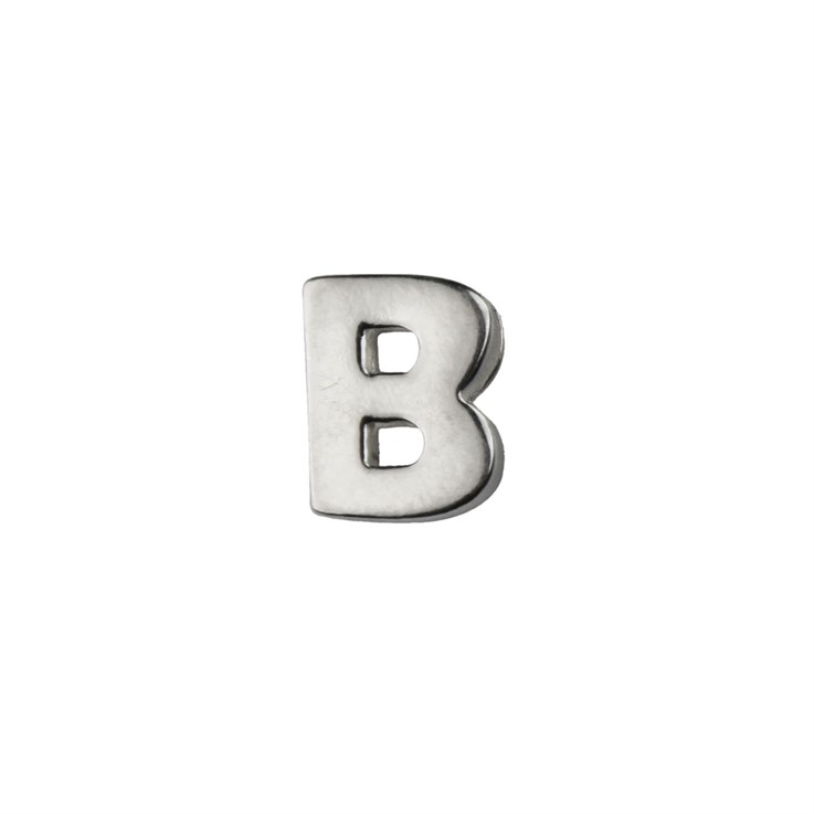 Capital Alphabet Letter B Bead 8x6mm Sterling Silver (STS)