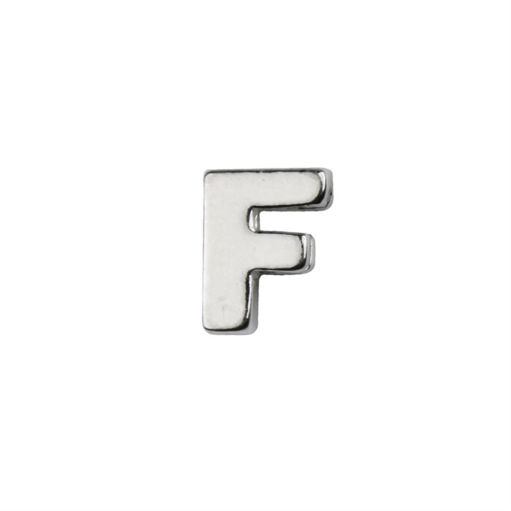 Capital Alphabet Letter F Bead 8x6mm Sterling Silver (STS)