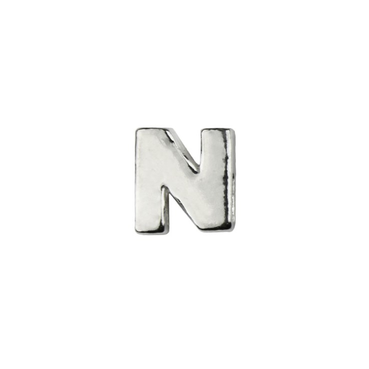 Capital Alphabet Letter N Bead Sterling Silver (STS)