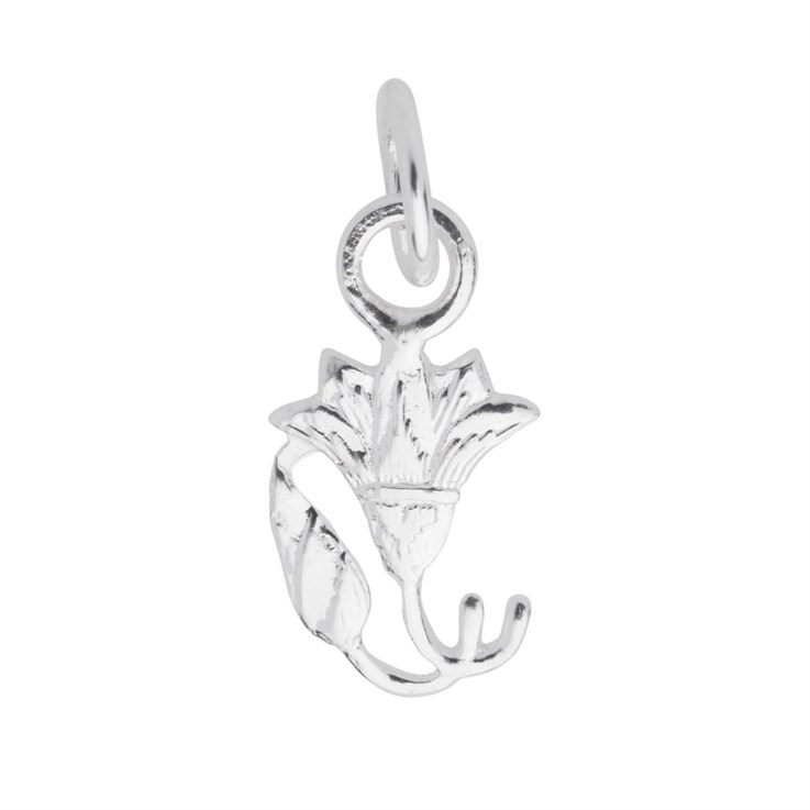 Hibiscus Flower Charm Pendant 20mm Sterling Silver