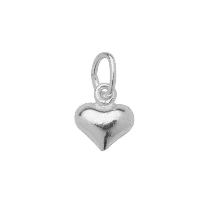 Puff Heart Charm Pendant 6mm Silver Filled (SF)