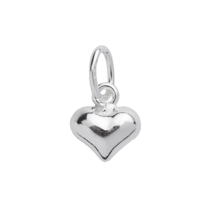 Puff Heart Charm Pendant 6mm Sterling Silver