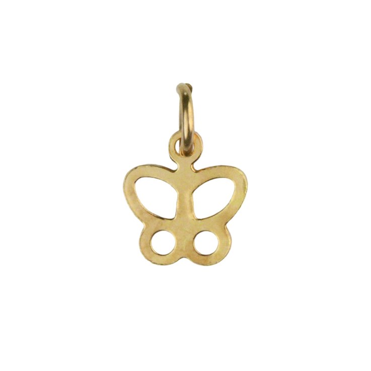 Mini Butterfly Shape Charm with Loop 7x6mm Rose Gold Plated Vermeil Sterling Silver