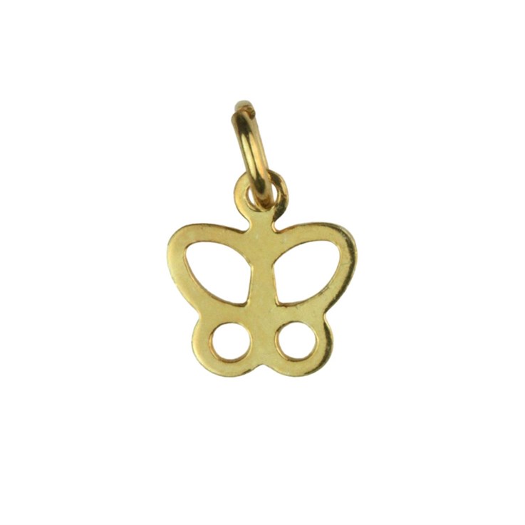 Mini Butterfly Shape Charm with Loop 7x6mm Gold Plated Vermeil Sterling Silver