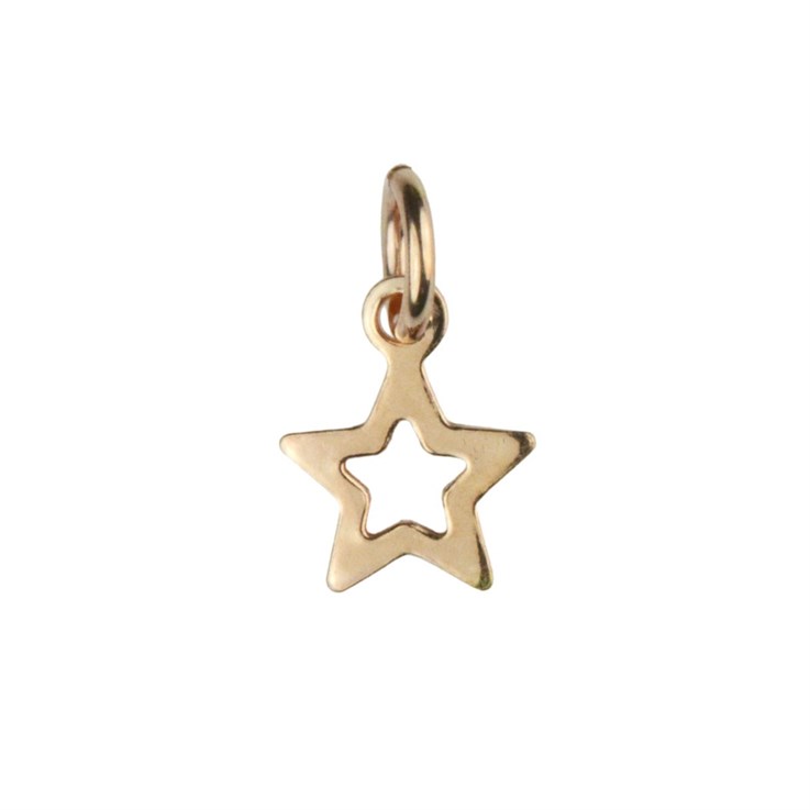 Mini Open Star Shape Charm with Loop 6mm Rose Gold Plated Vermeil Sterling Silver