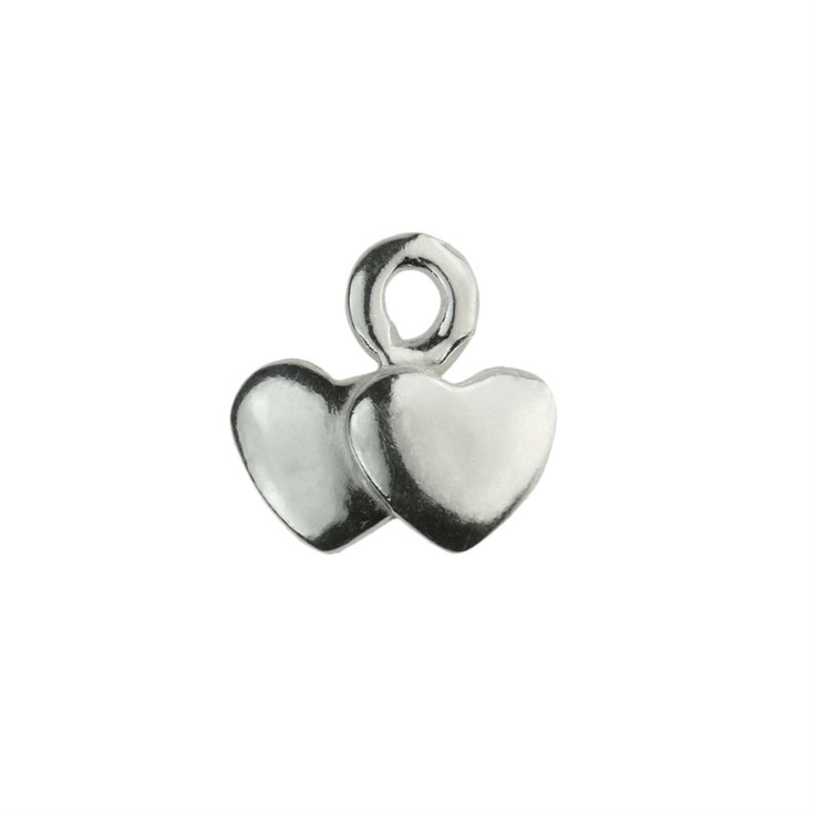 Tiny Double Heart Charm Pendant 8x5mm Sterling Silver (STS)