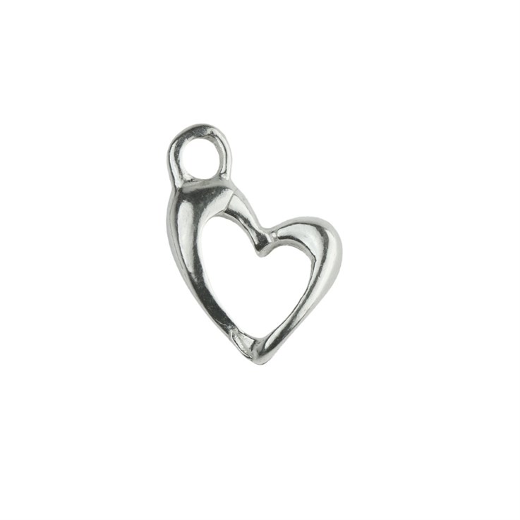 Tiny Open Offset Heart Charm Pendant 8x7mm Sterling Silver (STS)