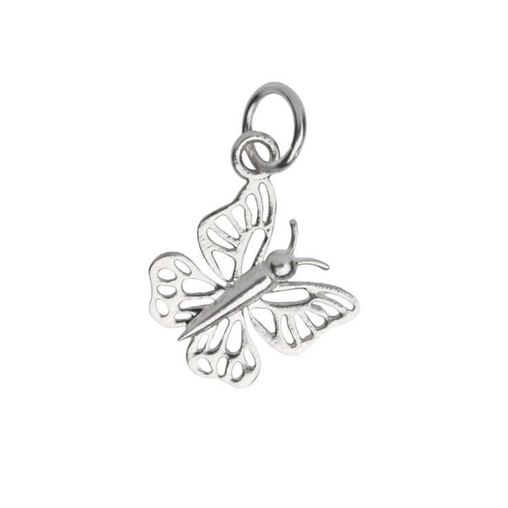 Decorative Butterfly Shape Charm 13mm Sterling Silver